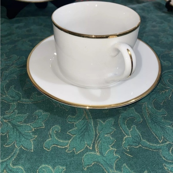 Pier One Monno Bangladesh 4pc Dinner Place Setting Hand- Painted Gold Trim HTF - Picture 5 of 9